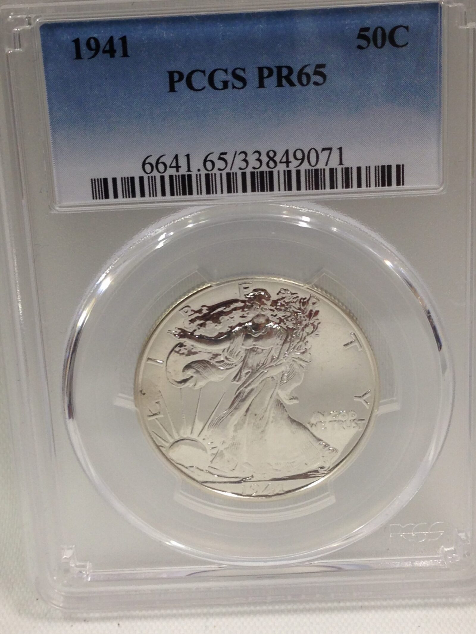 1941 Walking Liberty Half Dollar PCGS PR65 "No Initials" - Image 4