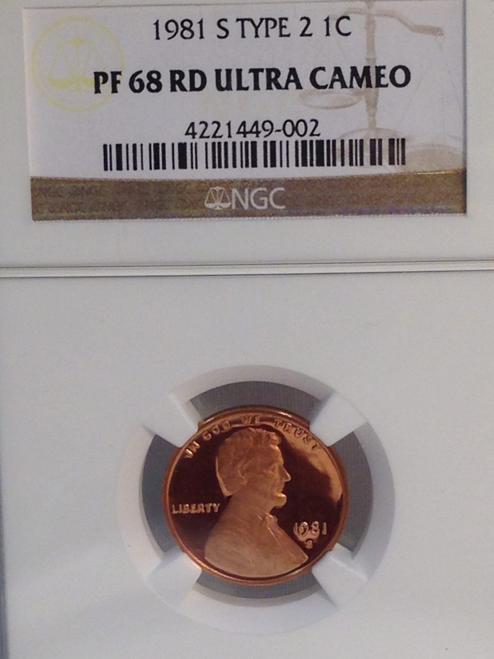 1981-S Ty II Lincoln Cent NGC PF68 RD Ultra Cameo - Image 3