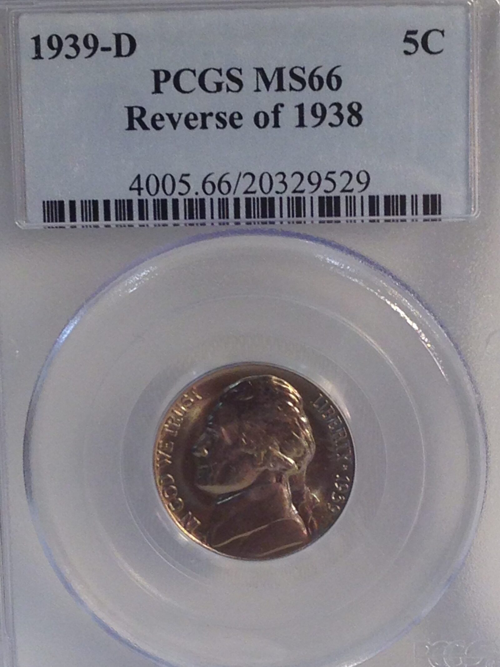 1939-D Rev of 38  Jefferson Nickel PCGS MS66 - Image 3