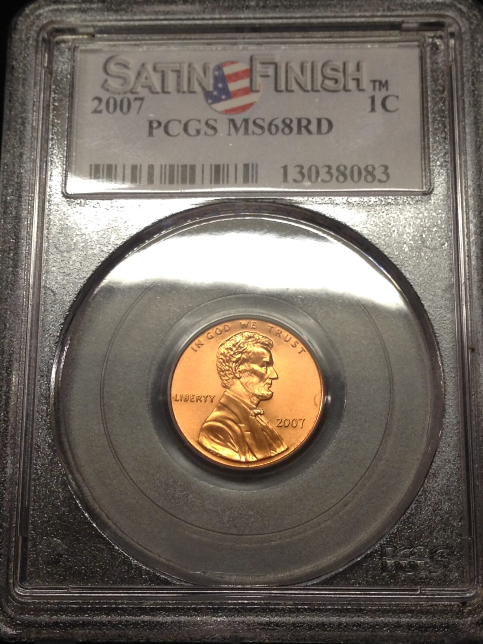 2007 Lincoln Cent Satin Finish PCGS MS68 RED - Image 3
