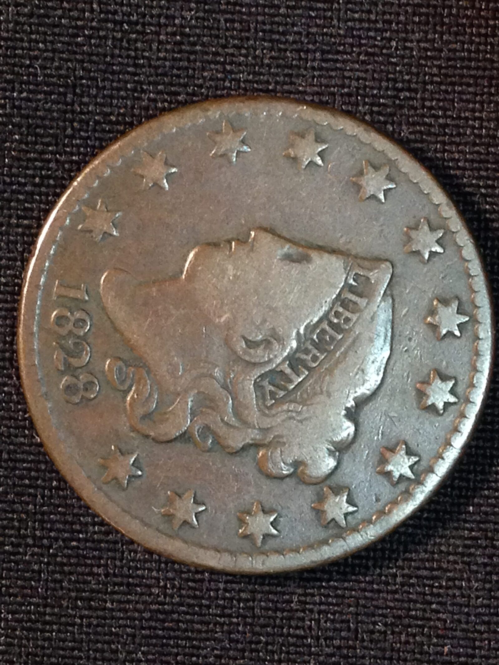 1828 Large Cent Large Date F
