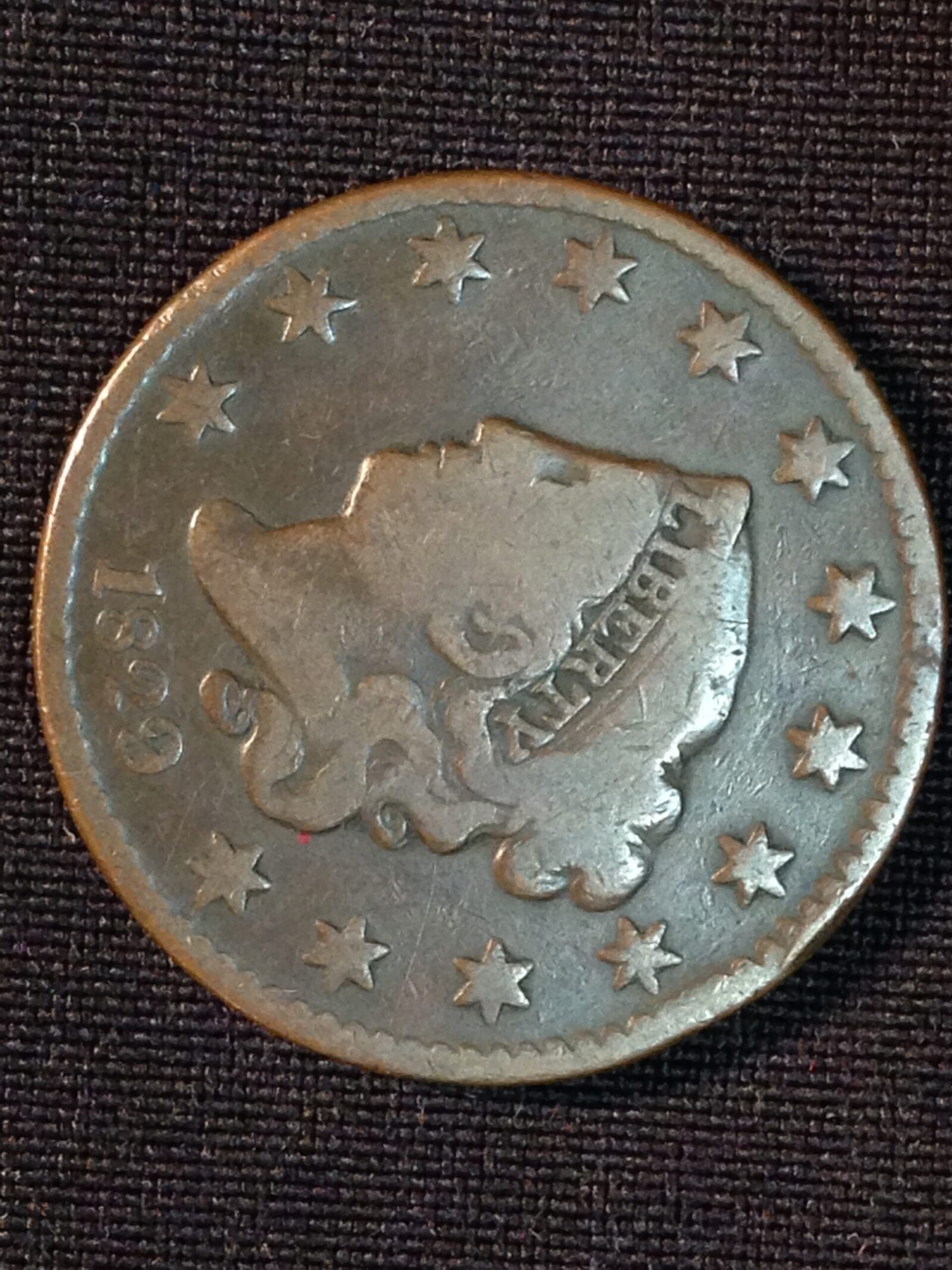 1829 Large Cent Large Date VG/F