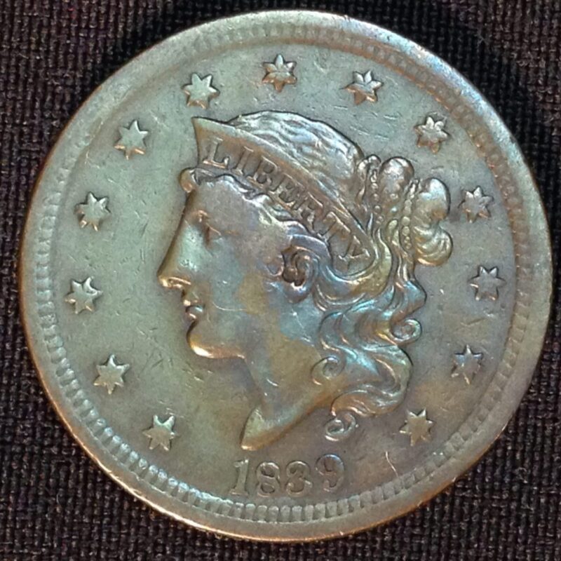 1839 Large Cent "Silly Head" XF