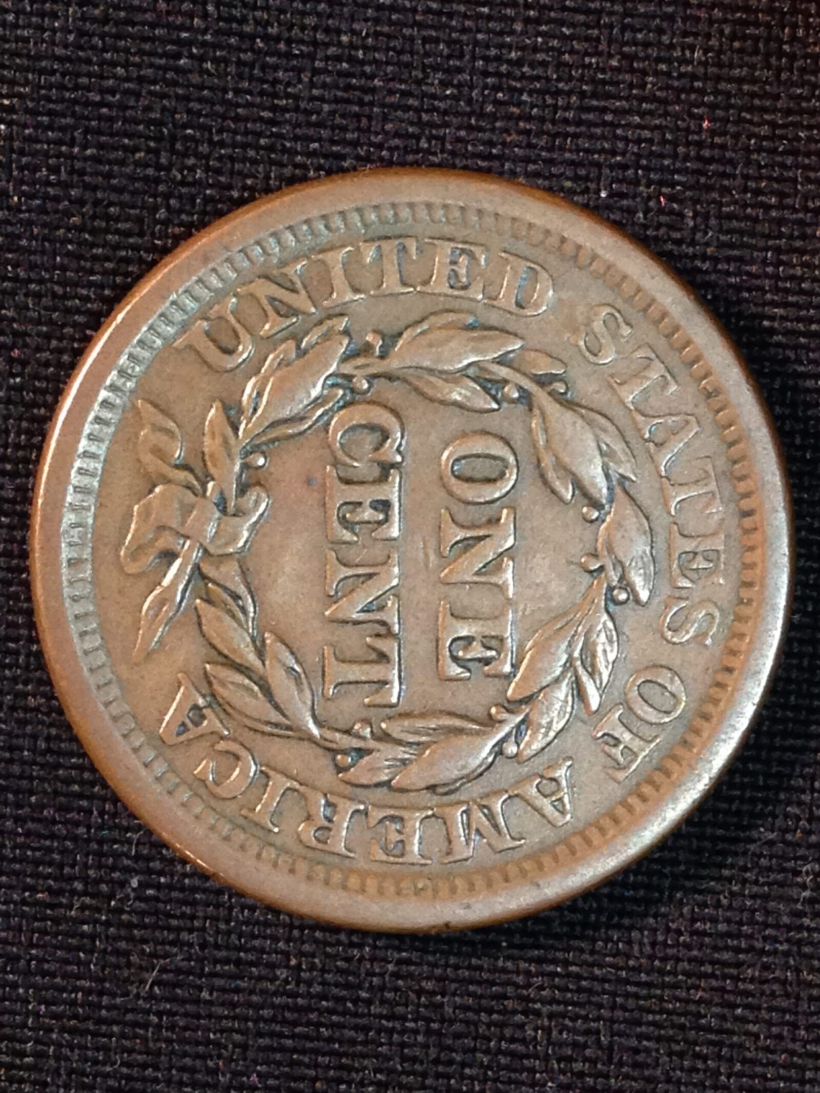 1855 Large Cent Knob on Ear AU - Image 2