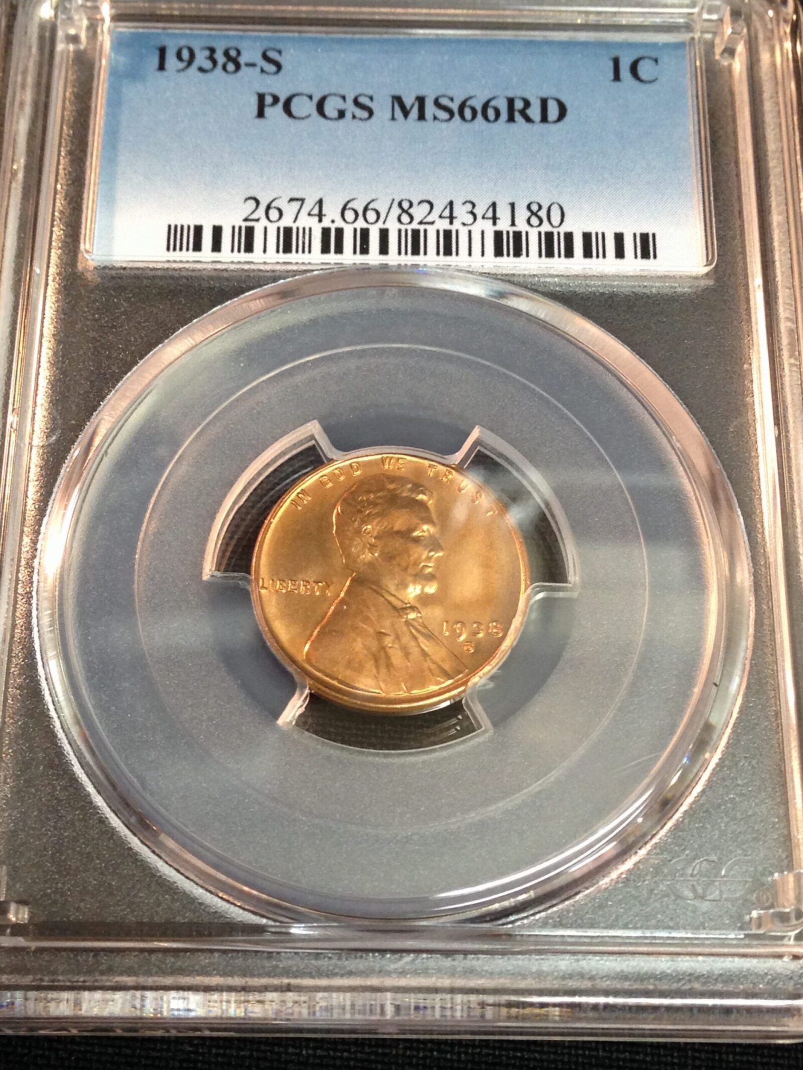 1938-S Lincoln Cent PCGS MS-66 RD