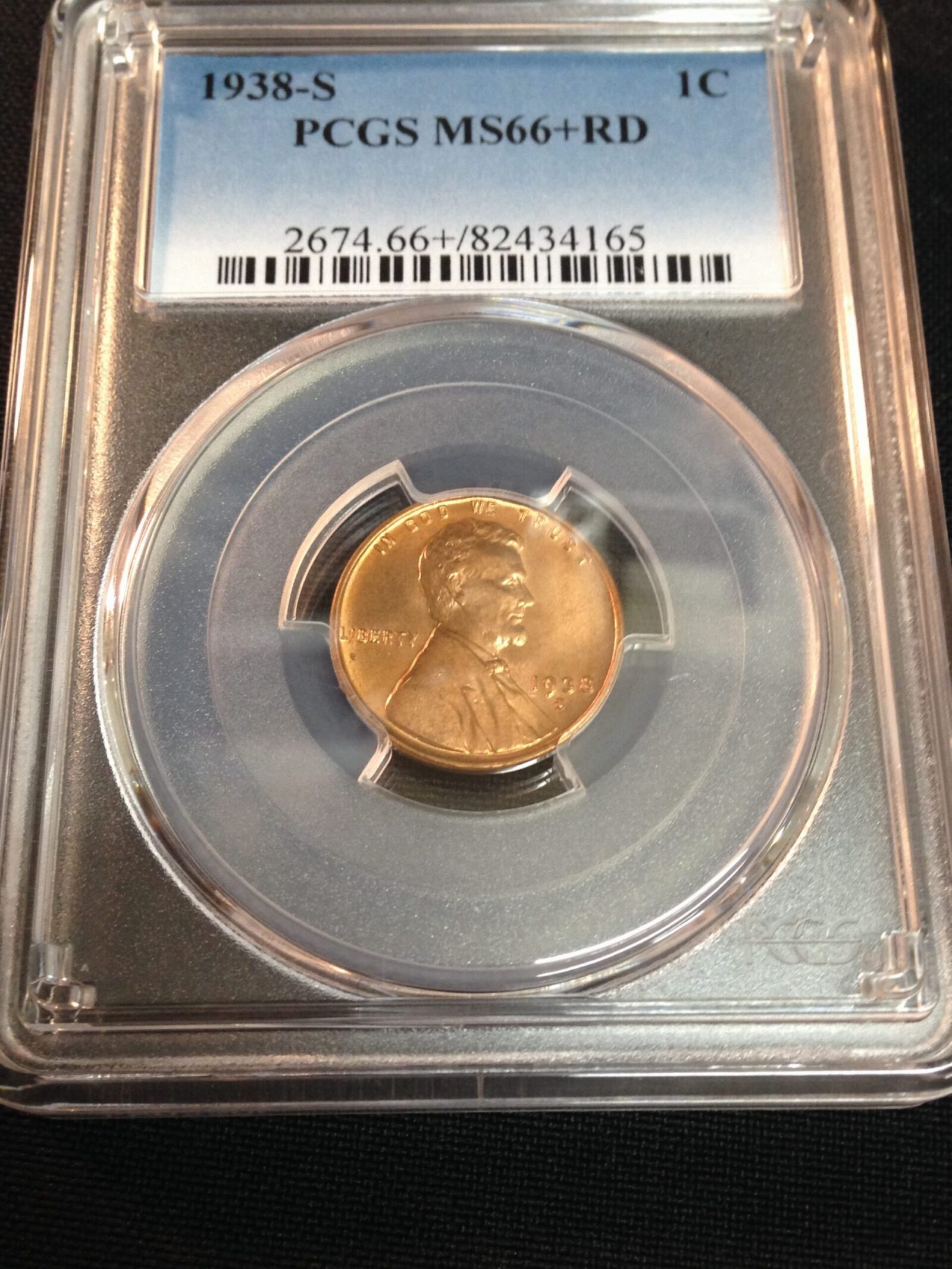 1938-S Lincoln Cent PCGS MS-66+ RD
