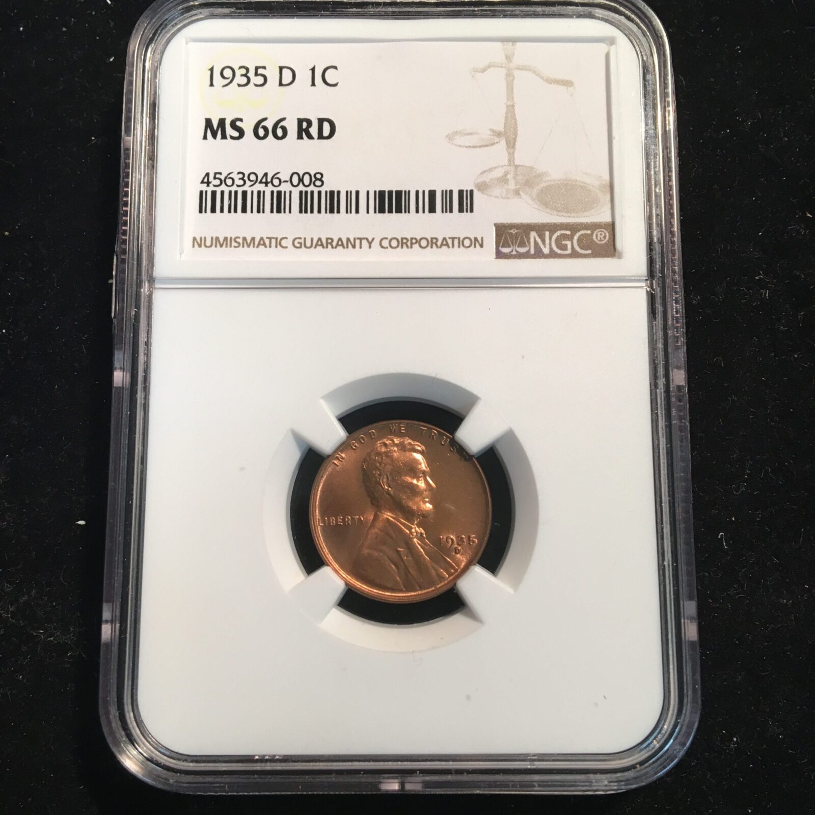 1934-D Lincoln Cent NGC MS66 Red