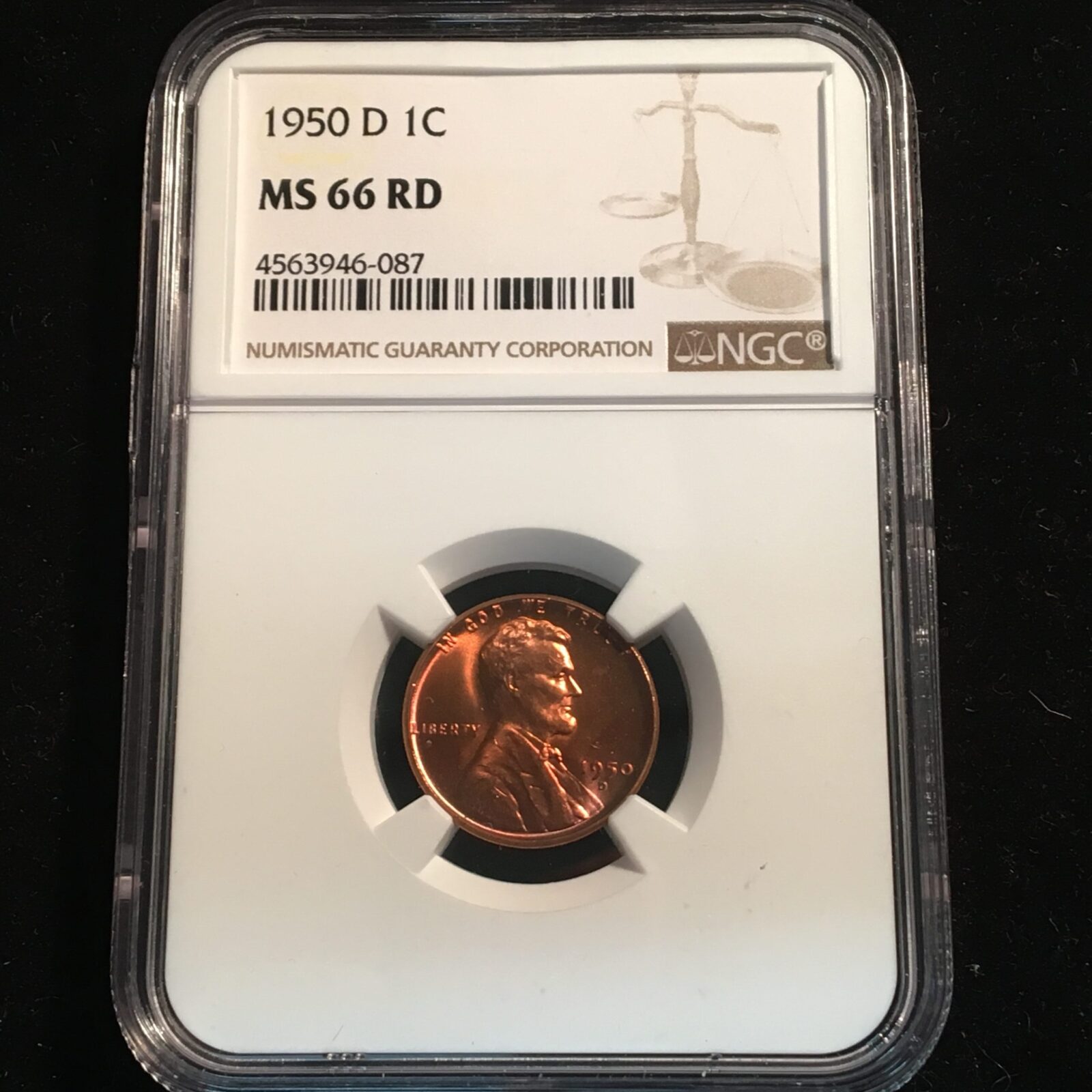 1950-D Lincoln Cent NGC MS66 RD