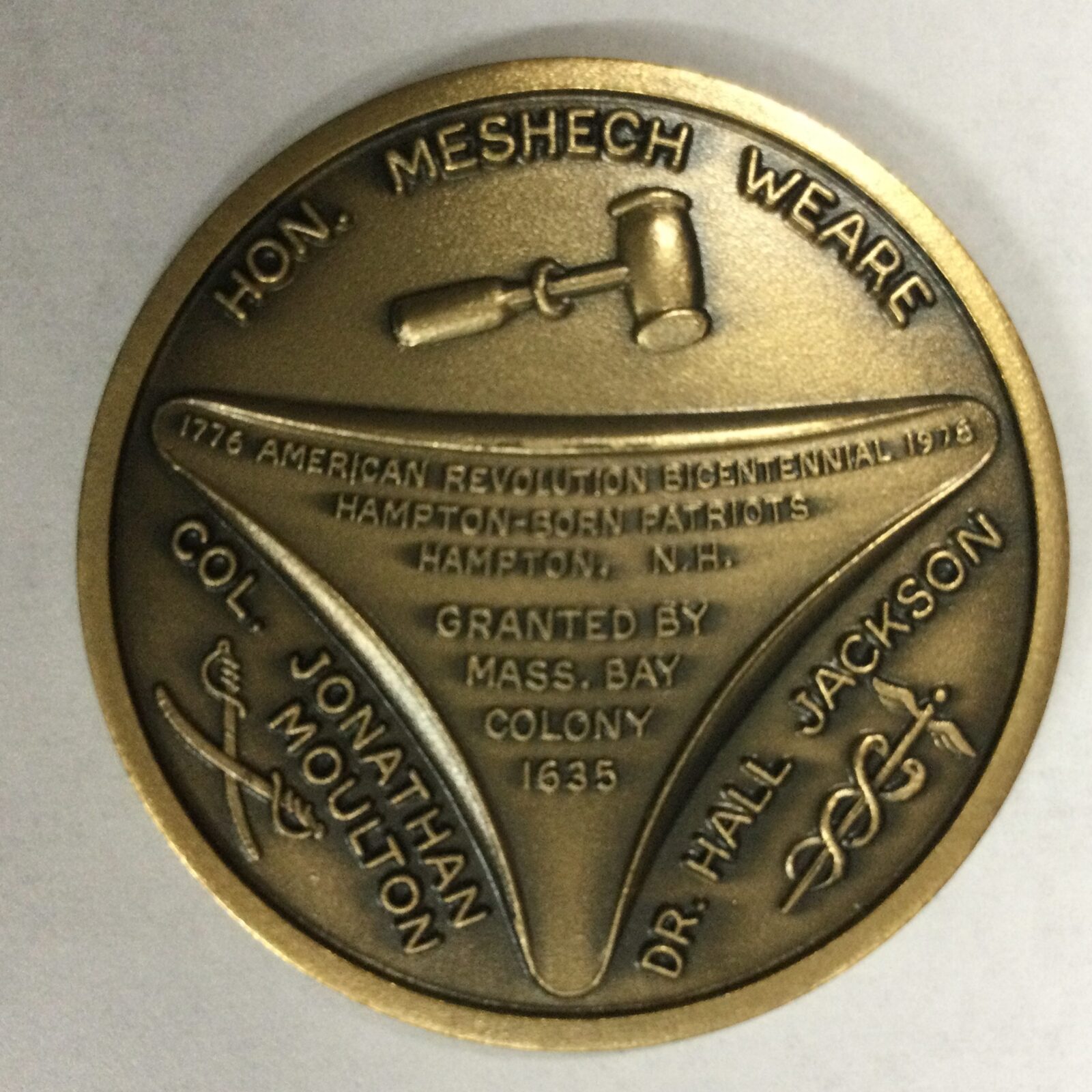 1976 Hampton NH Town Medal Bronze, BU - Image 2