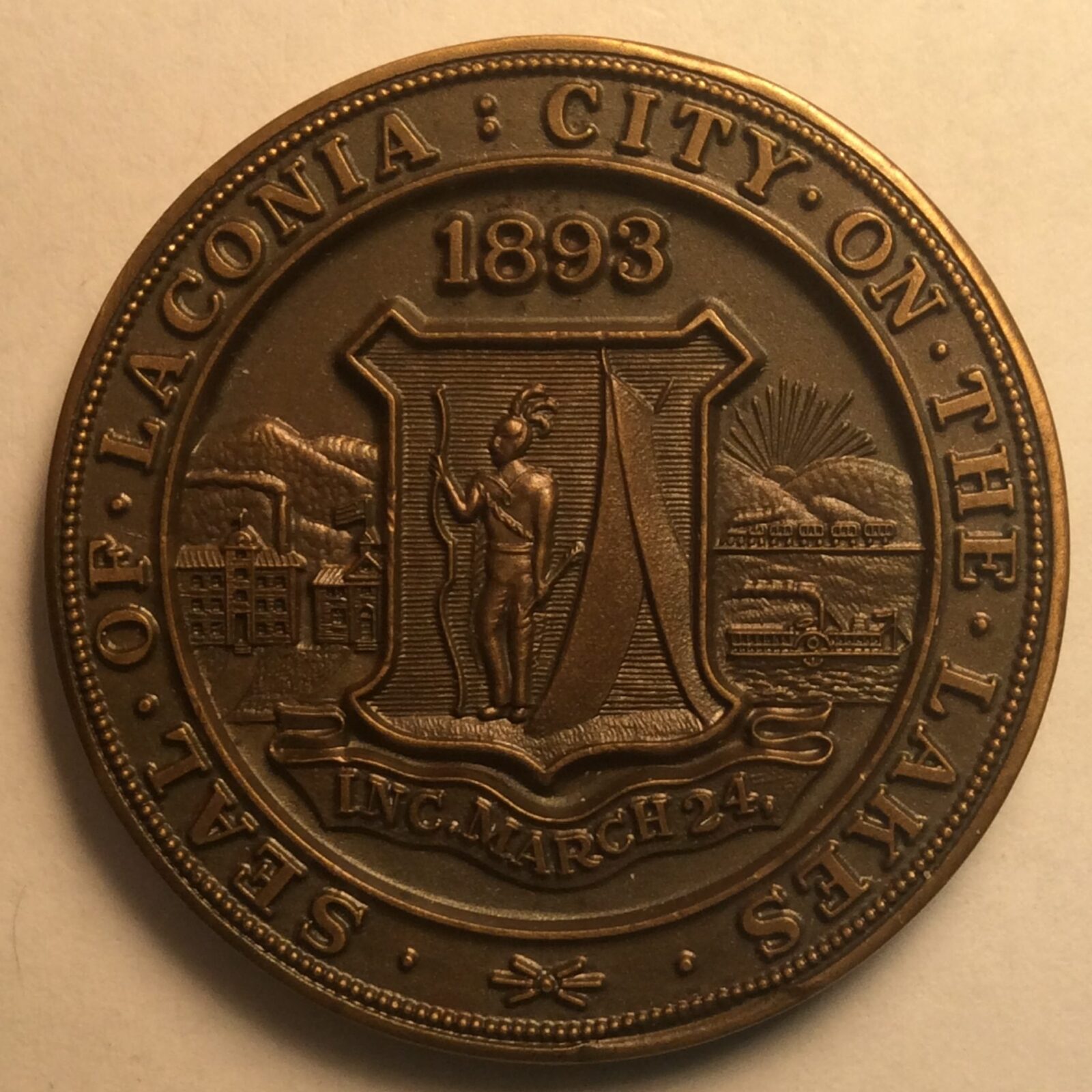 1968 Laconia NH, Town Medal Bronze BU - Image 2