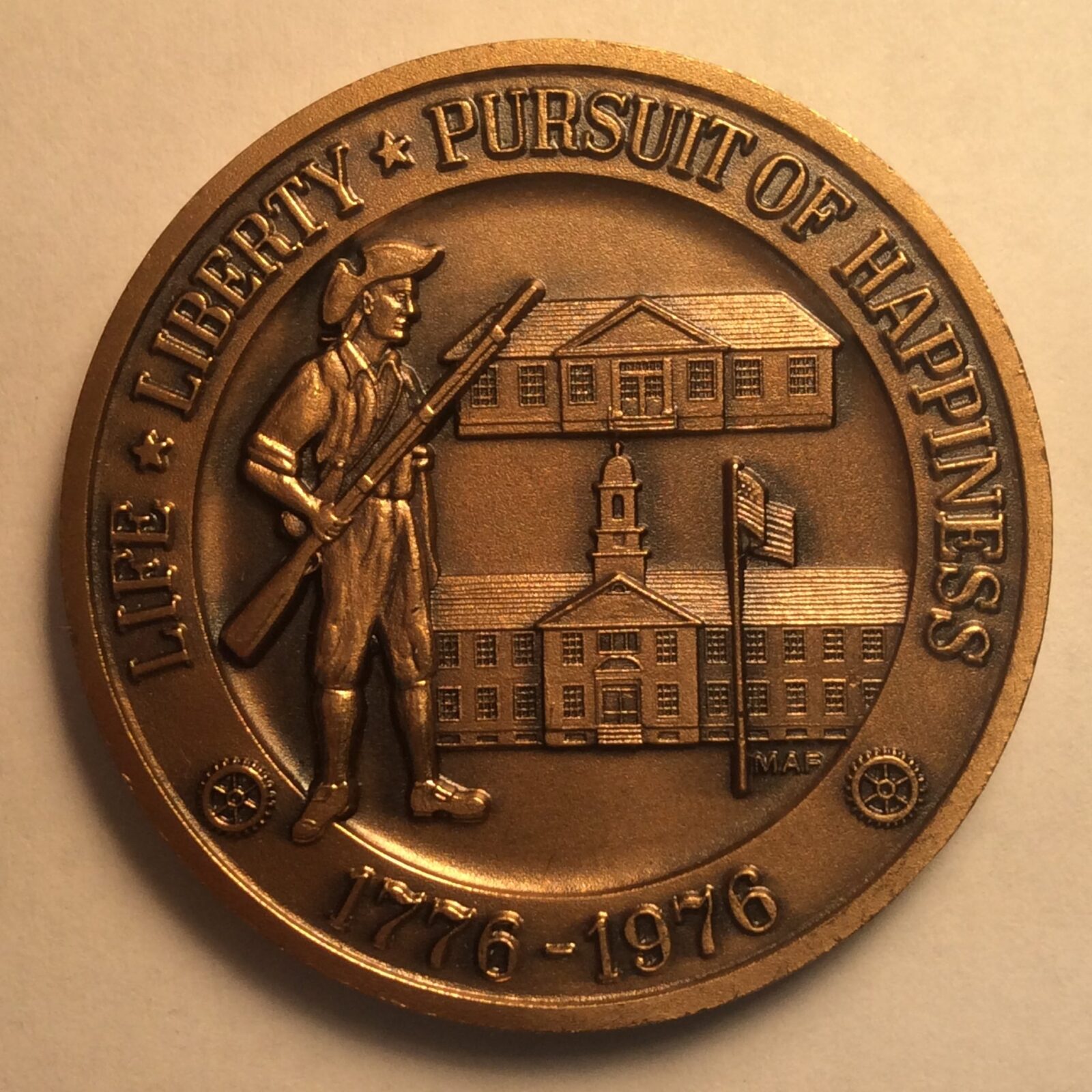 1976 Hudson NH, Town Medal Bronze BU - Image 2