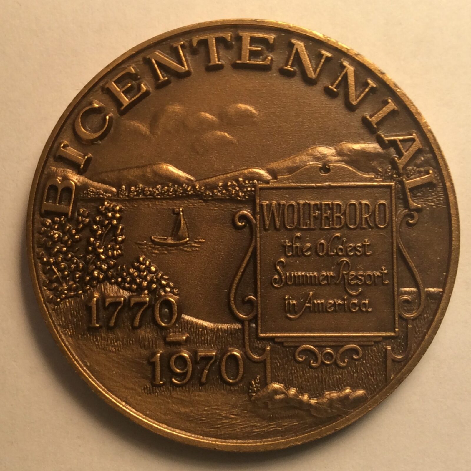 1970 WolfeBoro NH, Town Medal Bronze BU - Image 2