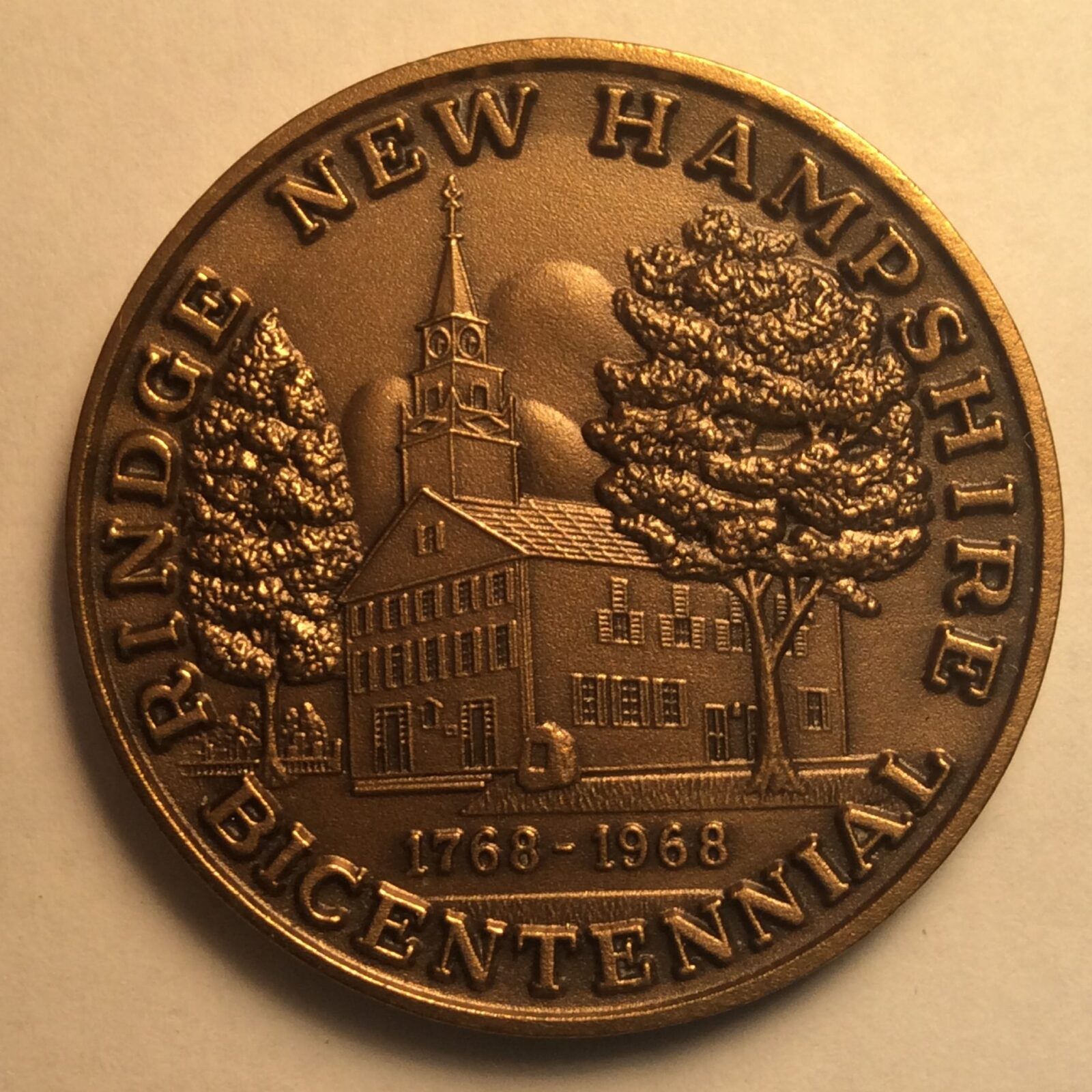 1968 Rindge NH, Town Medal Bronze BU