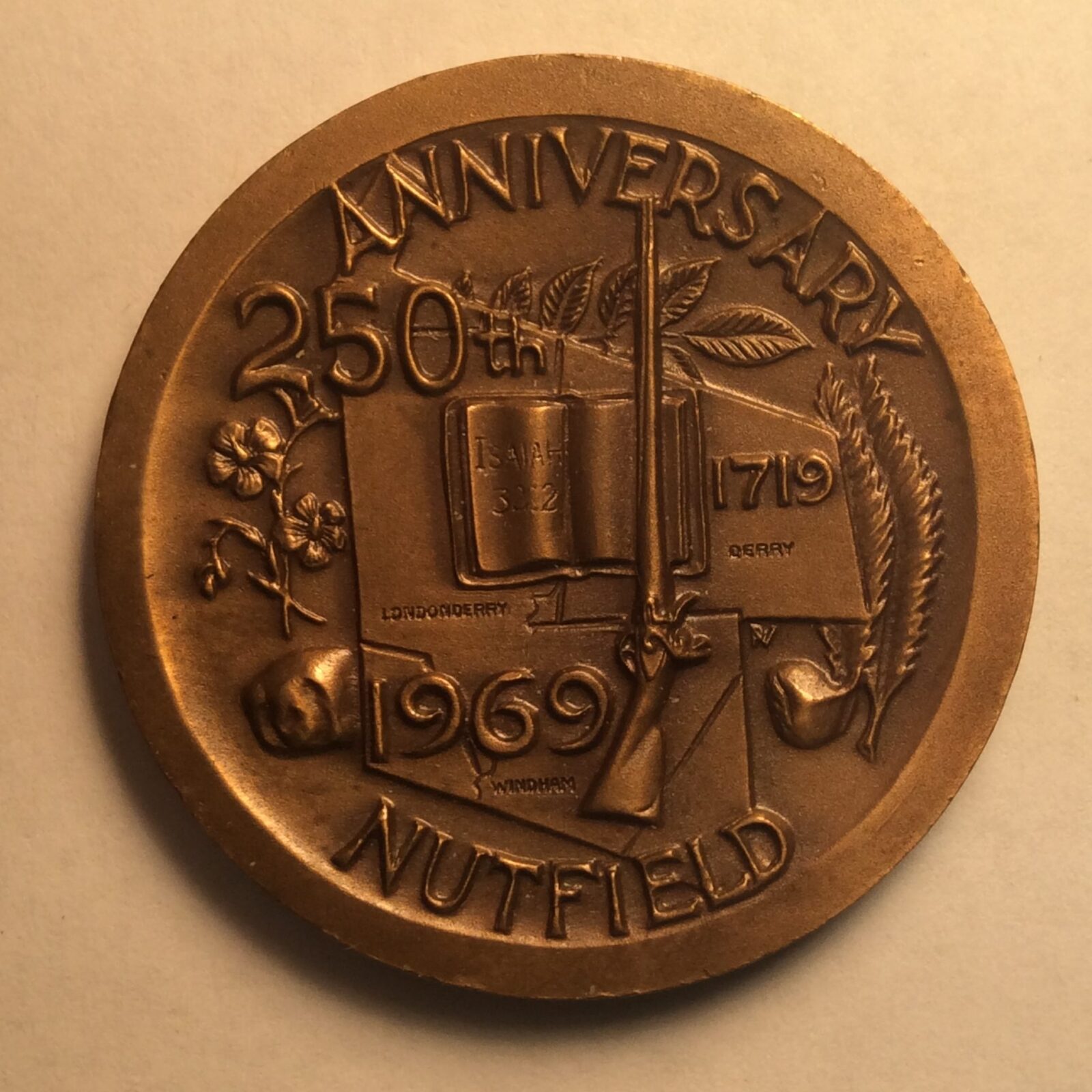 1969 Nutfield NH, Town Medal Bronze BU - Image 2