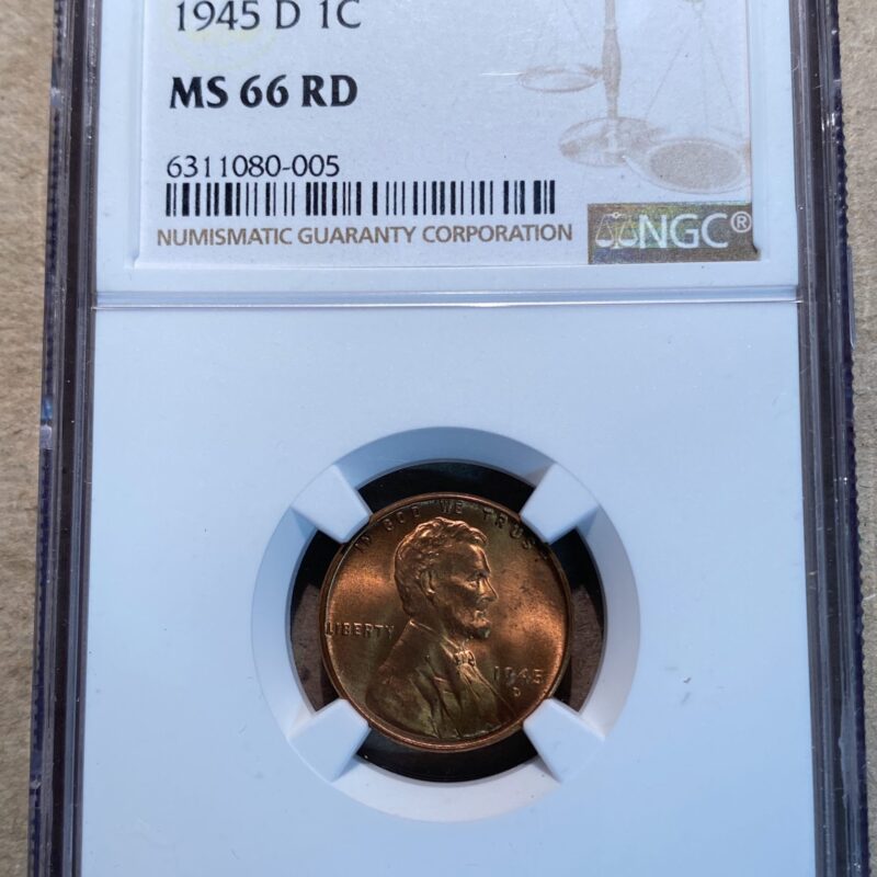 1945-D Lincoln Cent NGC MS66 RD