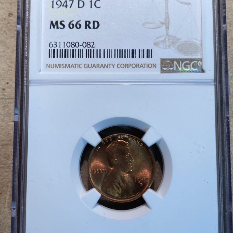 1947-D Lincoln Cent NGC MS66 RD