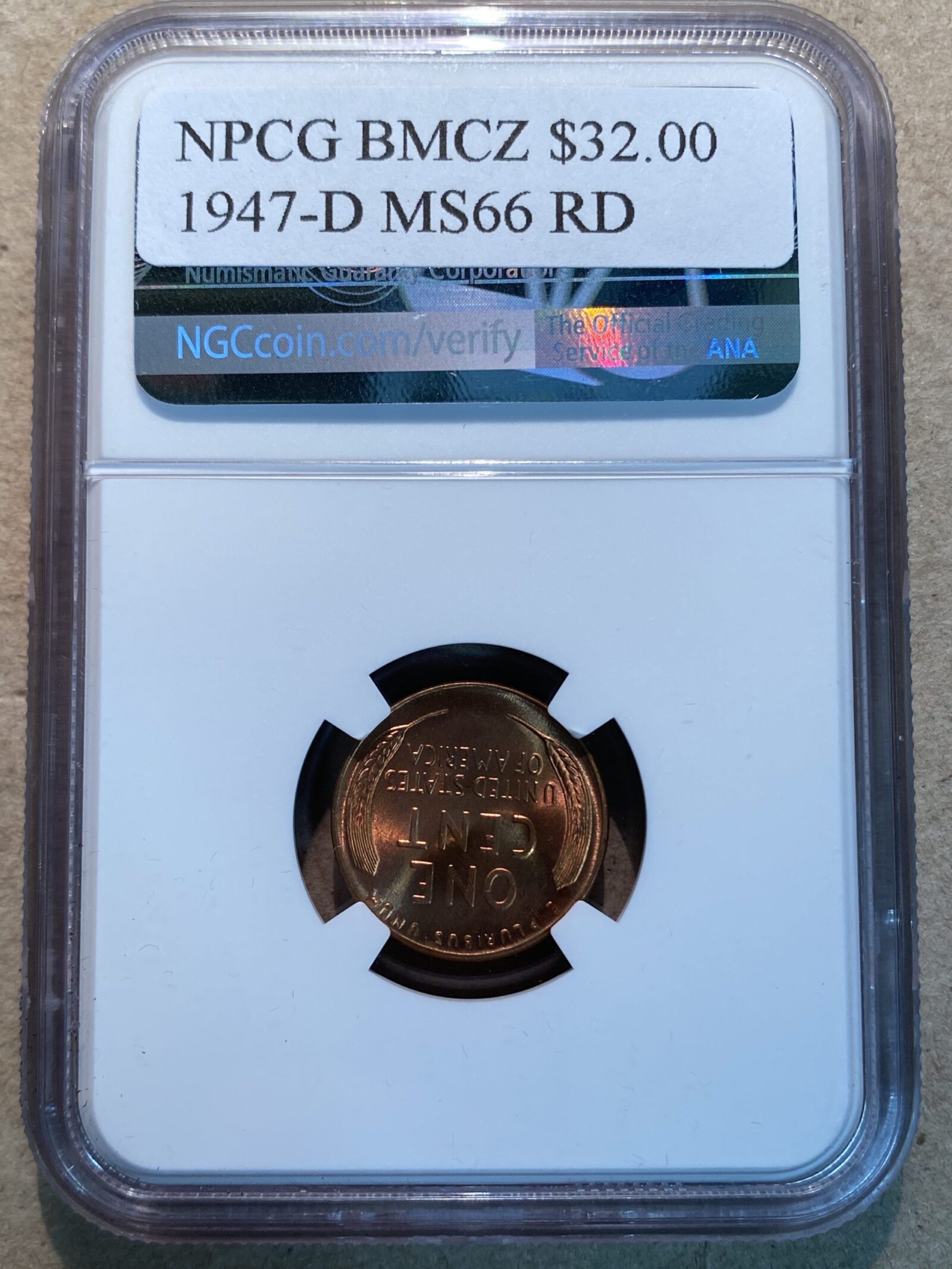 1947-D Lincoln Cent NGC MS66 RD - Image 2