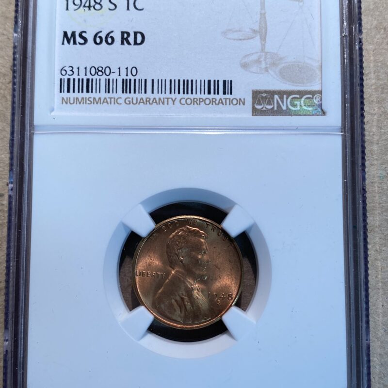 1948-S Lincoln Cent NGC MS66 RD
