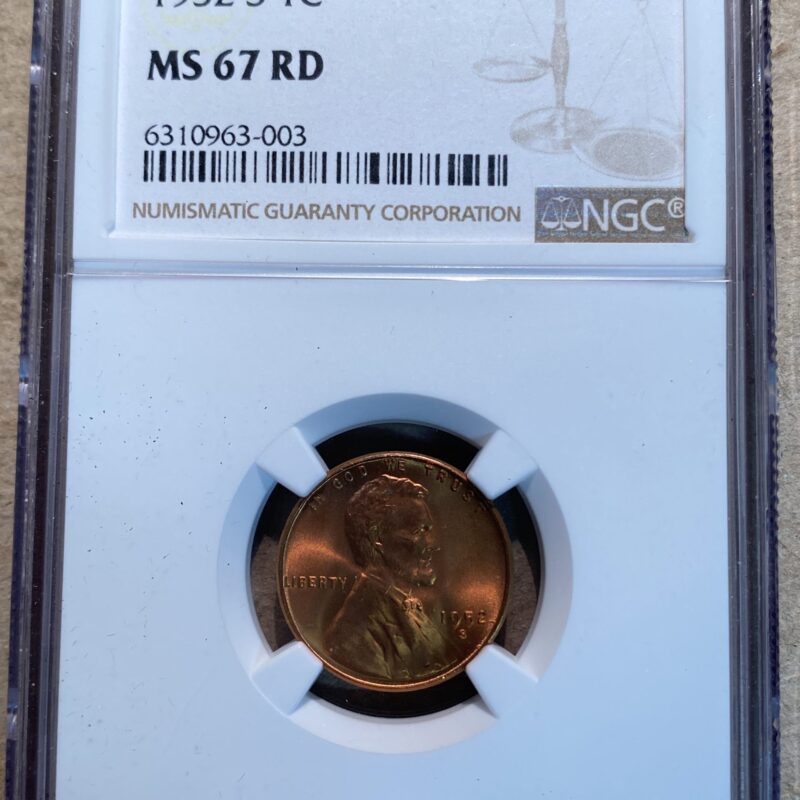 1952-S Lincoln Cent NGC MS67 RD