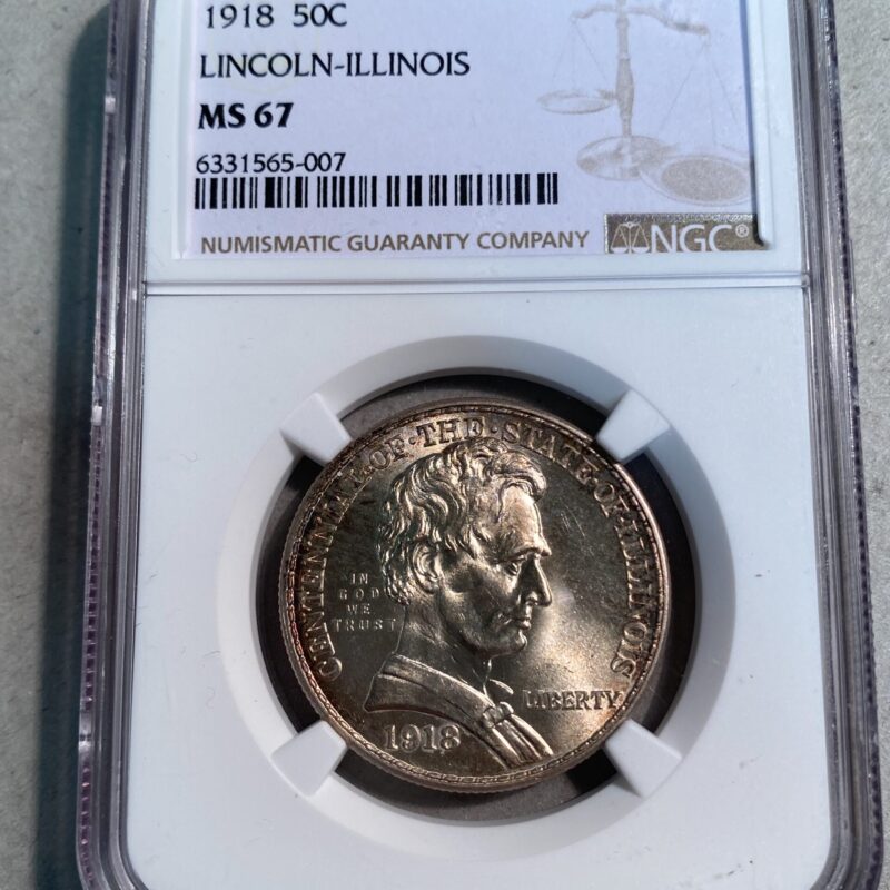 1918 Lincoln/Illinois Commemorative Silver Half Dollar NGC MS67