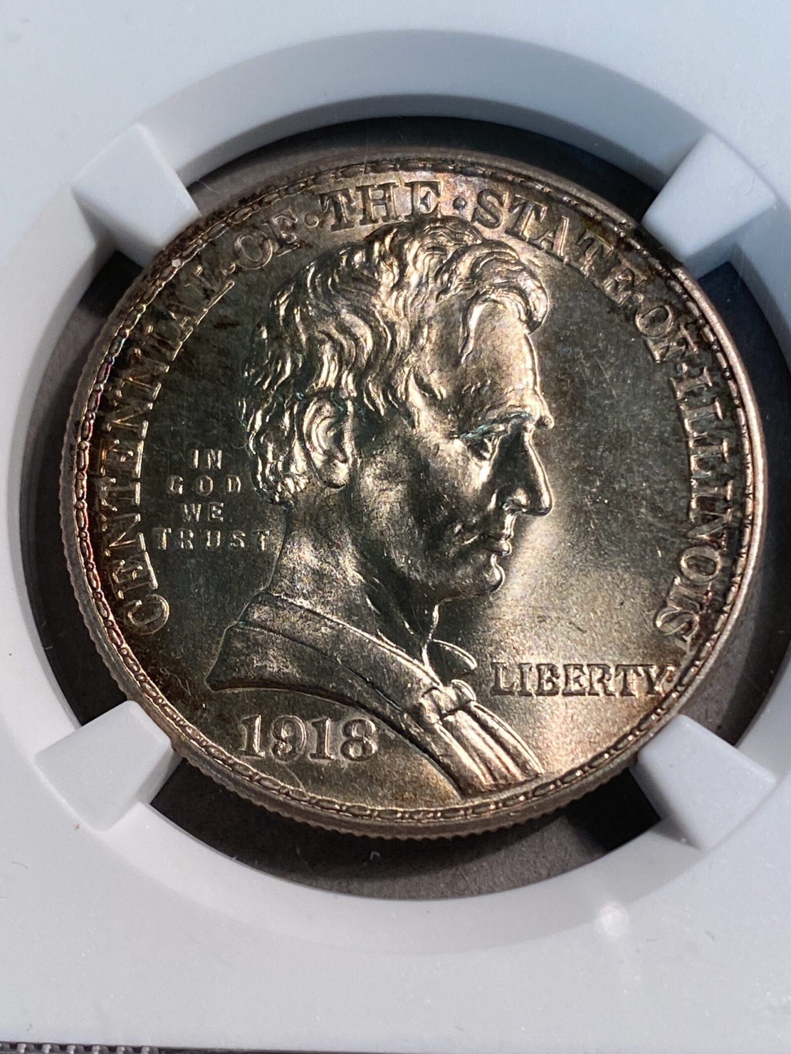 1918 Lincoln/Illinois Commemorative Silver Half Dollar NGC MS67 - Image 3