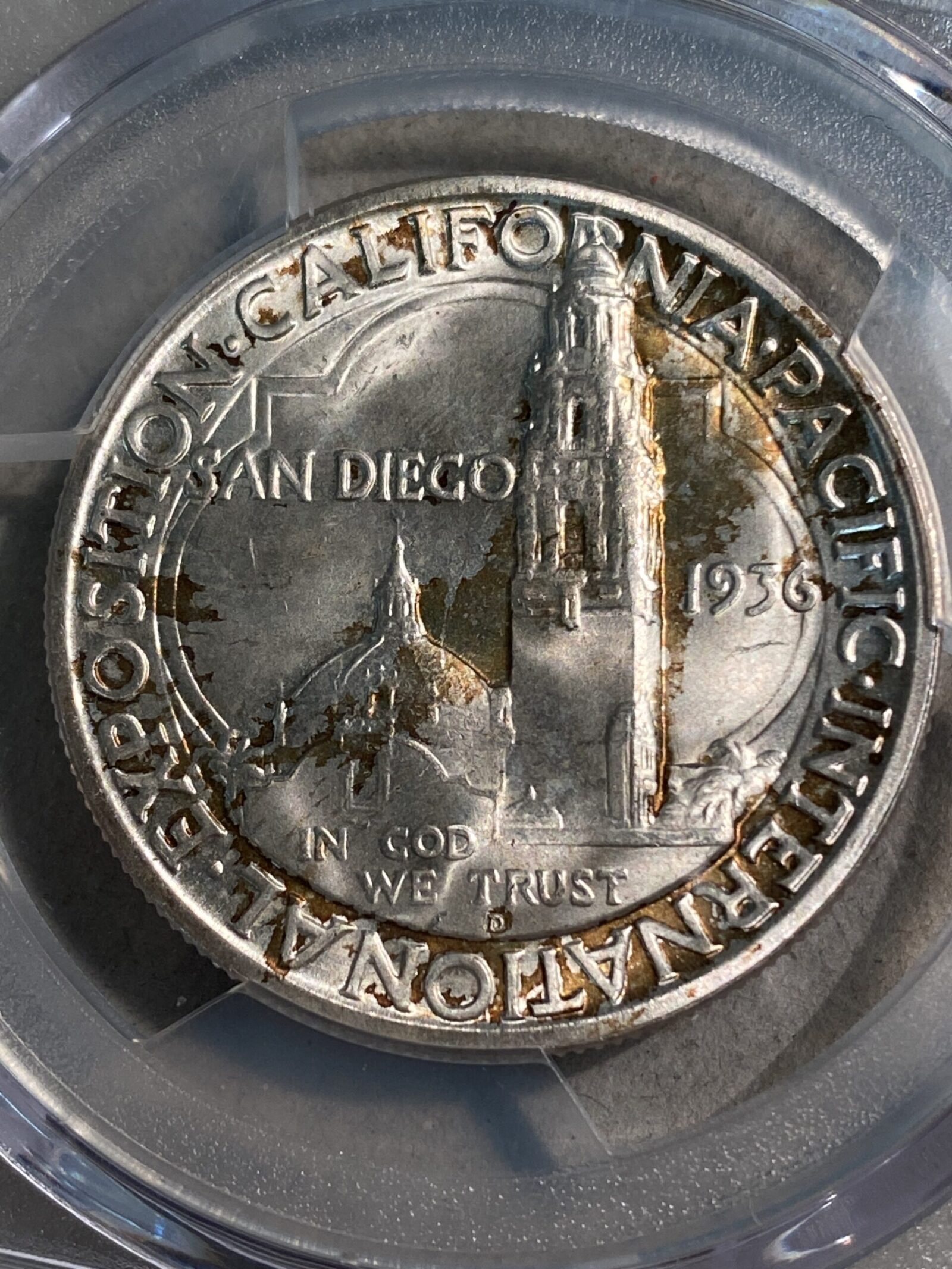 1936-D San Diego Commemorative Silver Half Dollar PCGS MS67+ CAC - Image 3