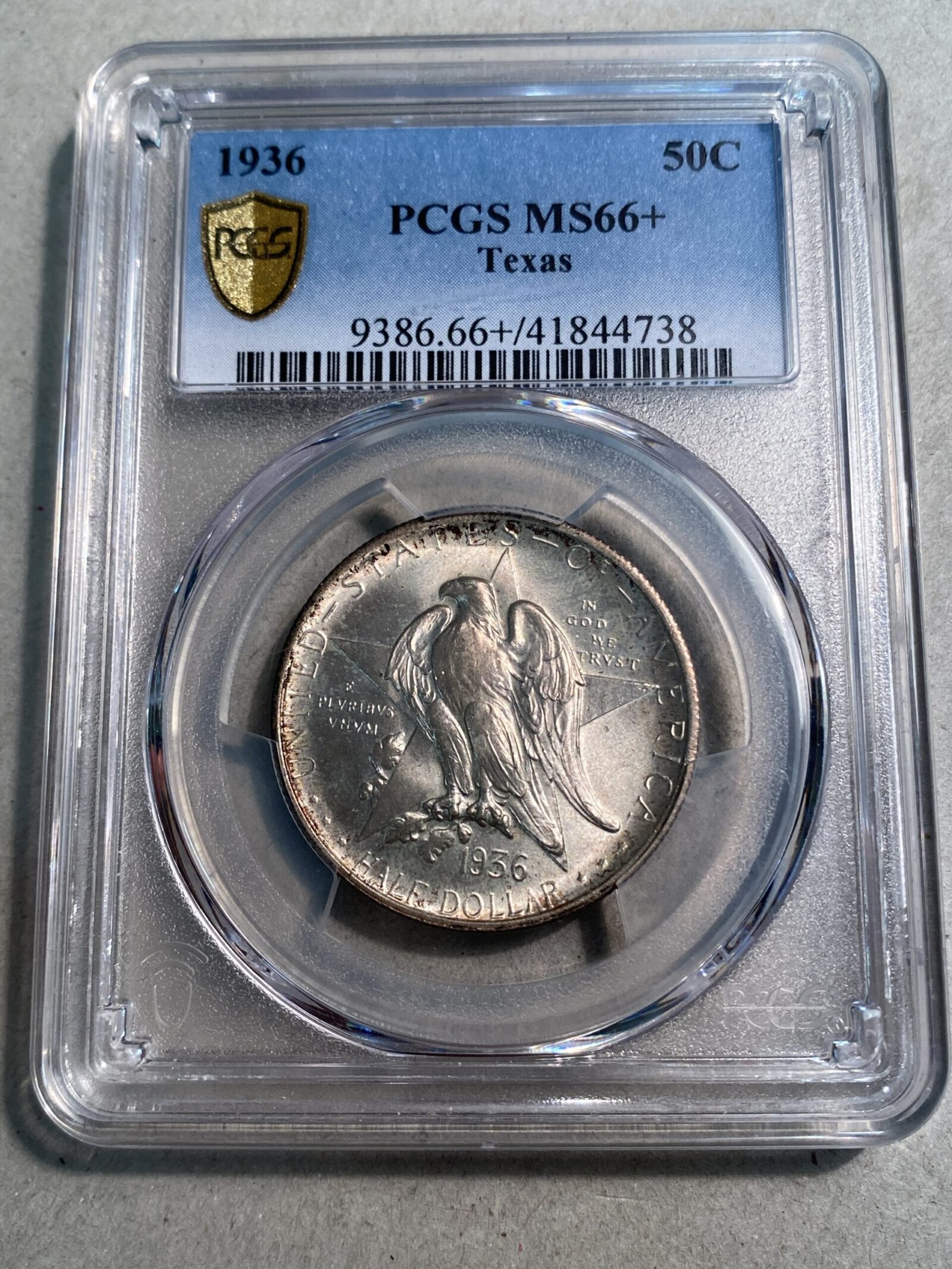 1936 Texas Commemorative Silver Half Dollar PCGS MS66+