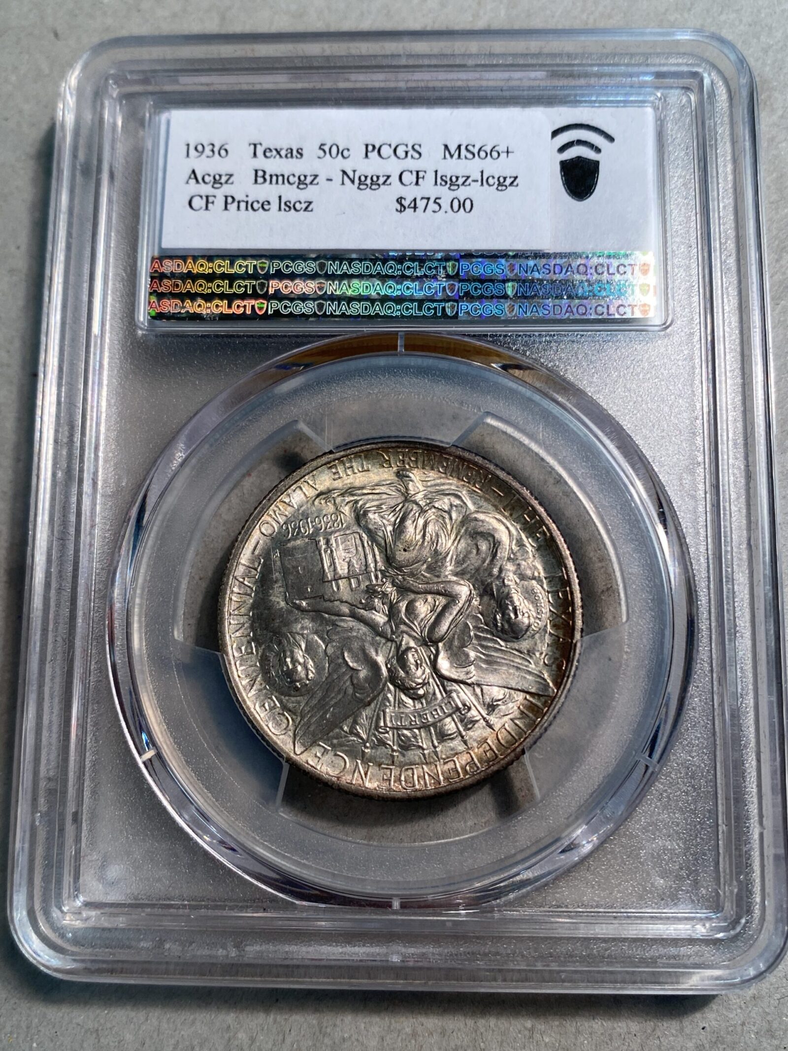 1936 Texas Commemorative Silver Half Dollar PCGS MS66+ - Image 2