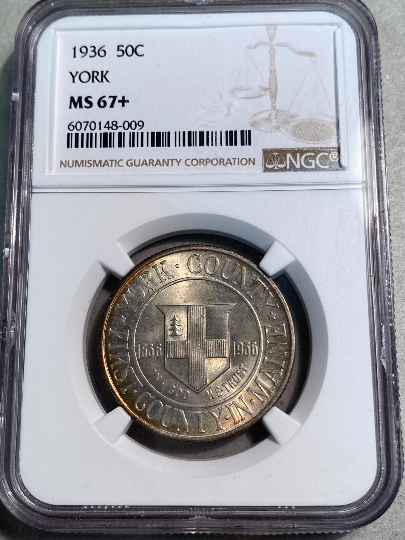 1936 York Commemorative Silver Half Dollar NGC MS67+