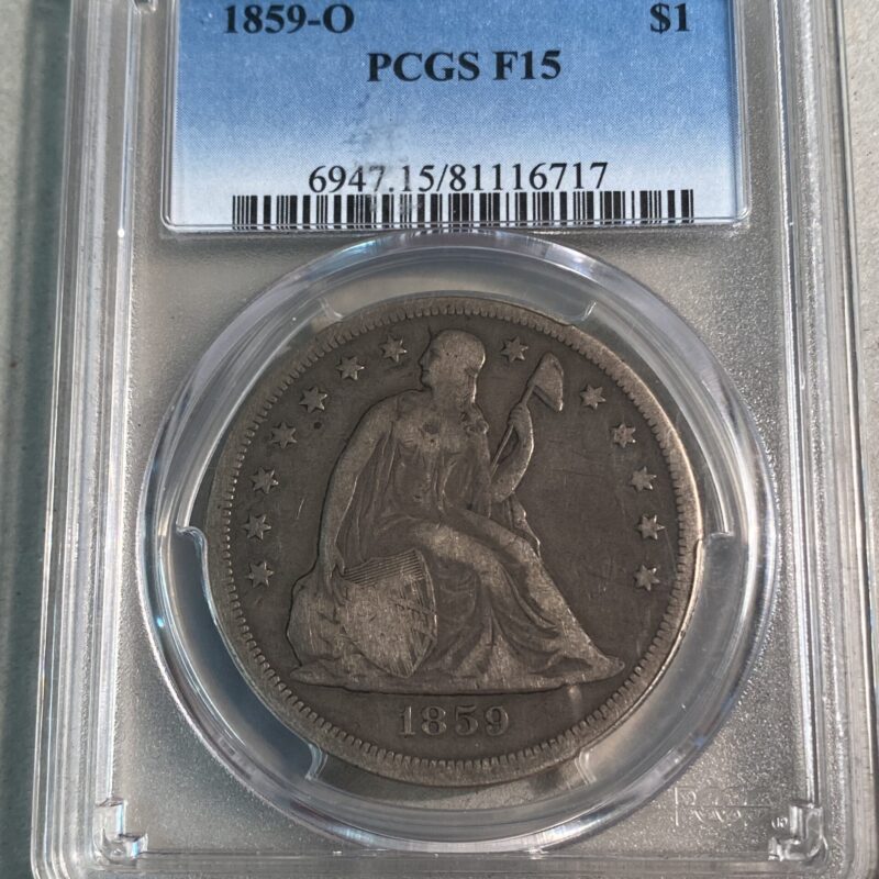 1859-O Seated Liberty Silver Dollar PCGS F15