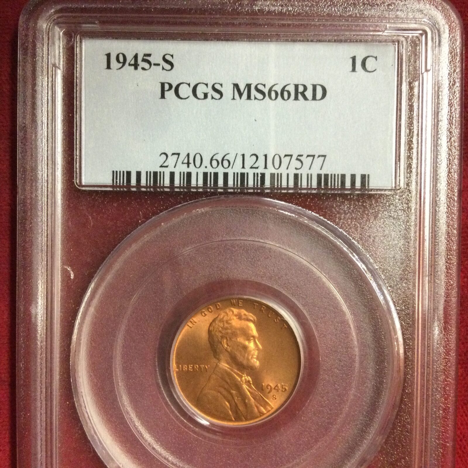 1945-S 1C PCGS MS66 RD