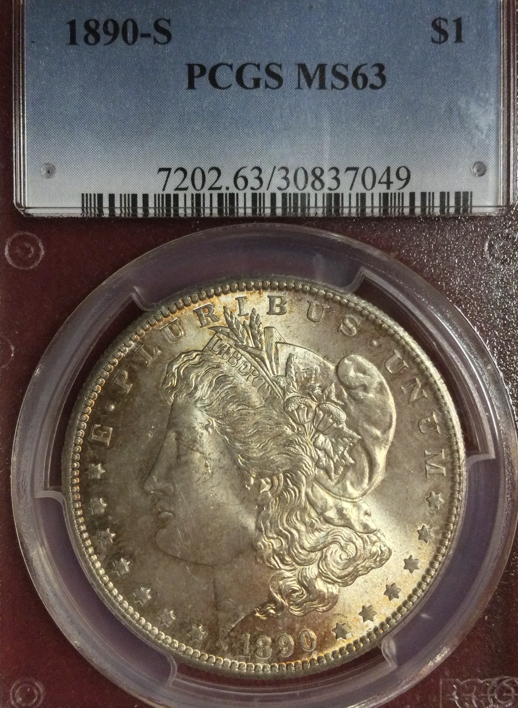 1890 Morgan silver dollar PCGS MS63