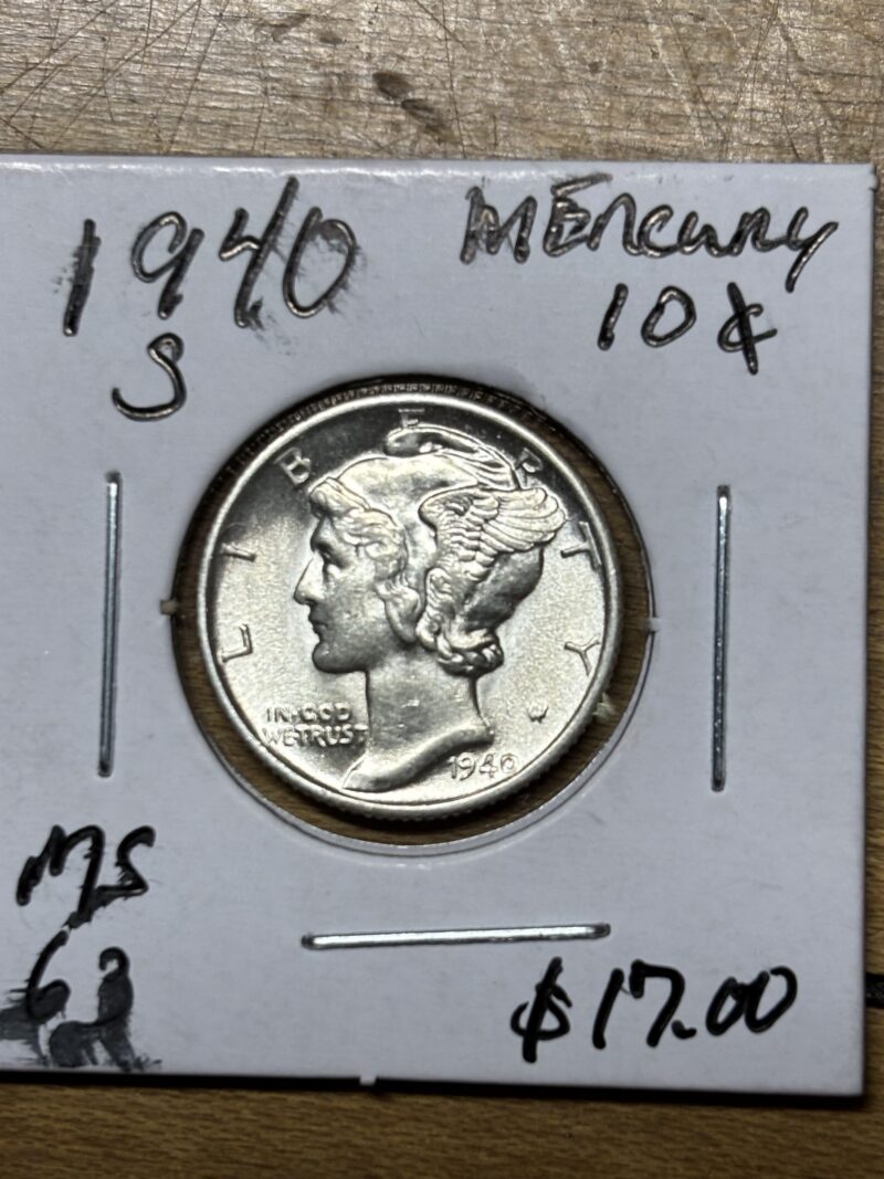 1940-S Mercury Dime in MS63 Choice Brilliant Uncirculated