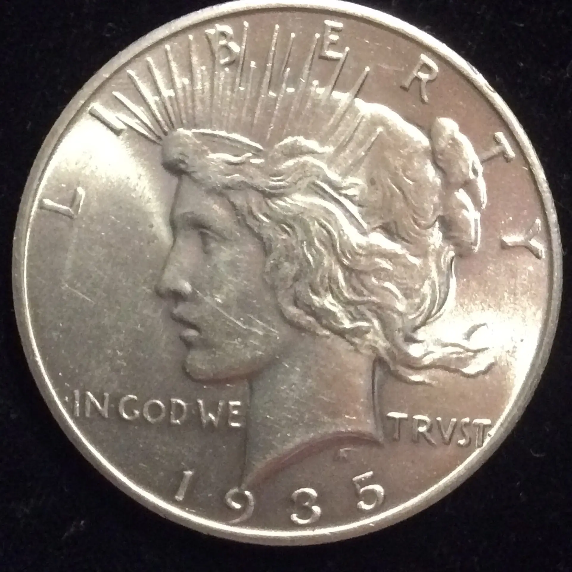 1935 Peace Silver Dollar in MS63+ BU Condition