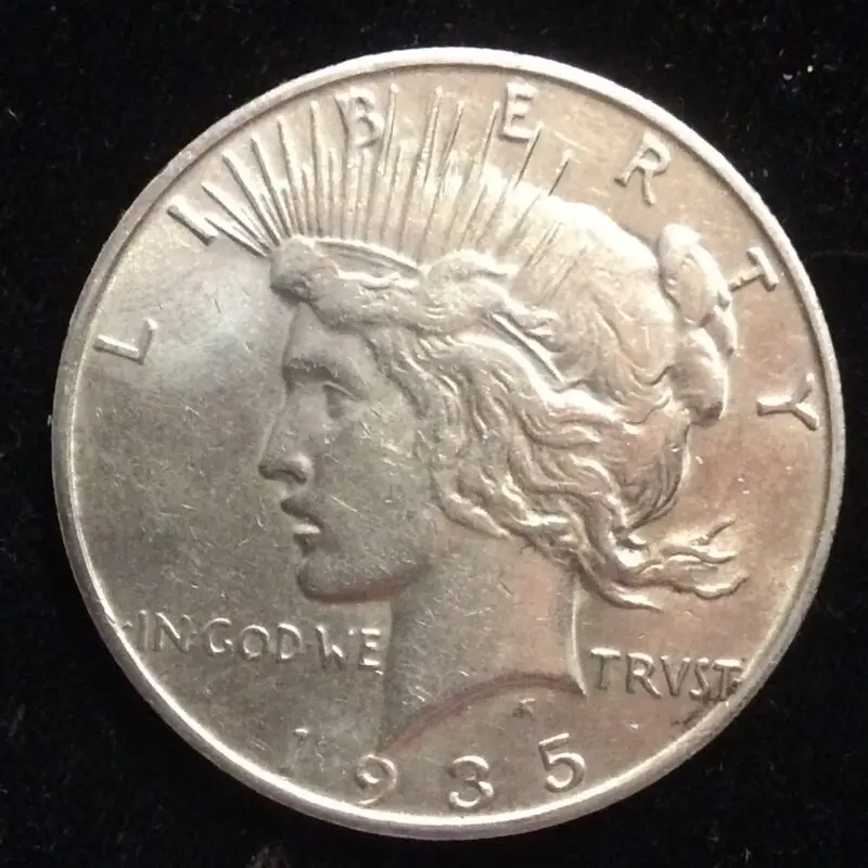 1935-S Peace Silver Dollar in BU Condition w/old light cleaning