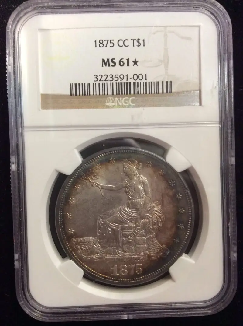 1875 CC Trade Dollar in NGC 61* Beautifully Toned