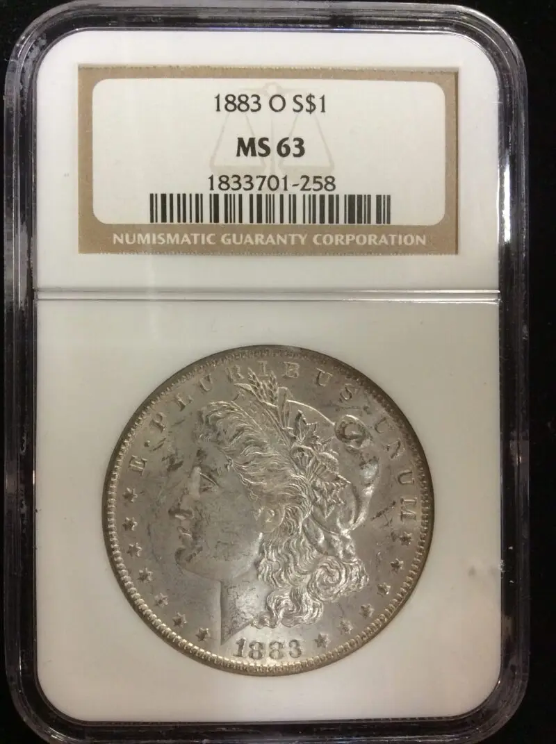 1883-O Morgan Silver Dollar in NGC MS63 Holder