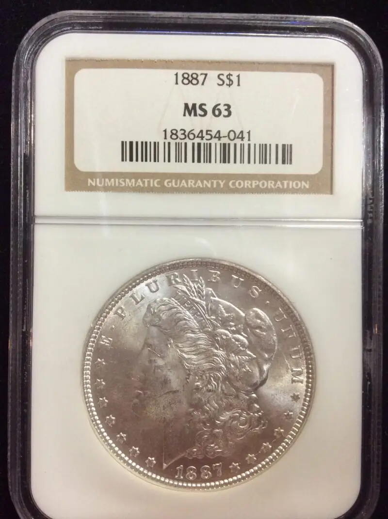 1887 Morgan Silver Dollar in NGC MS63 Holder