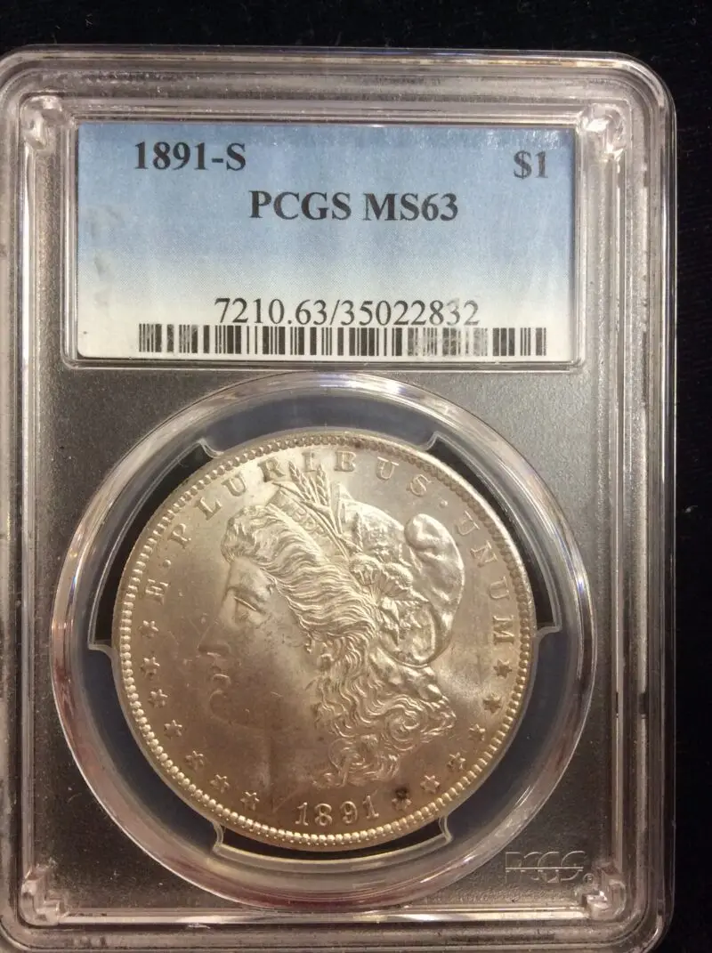 1891-S Morgan Silver Dollar in PCGS MS63 Holder