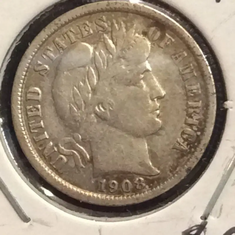 1908 Barber Dime in nice Extra Fine Condition