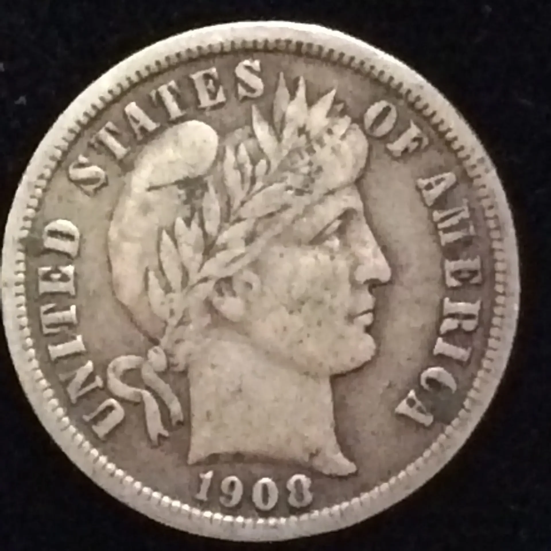 1908-D Barber Dime in Very Fine Condition