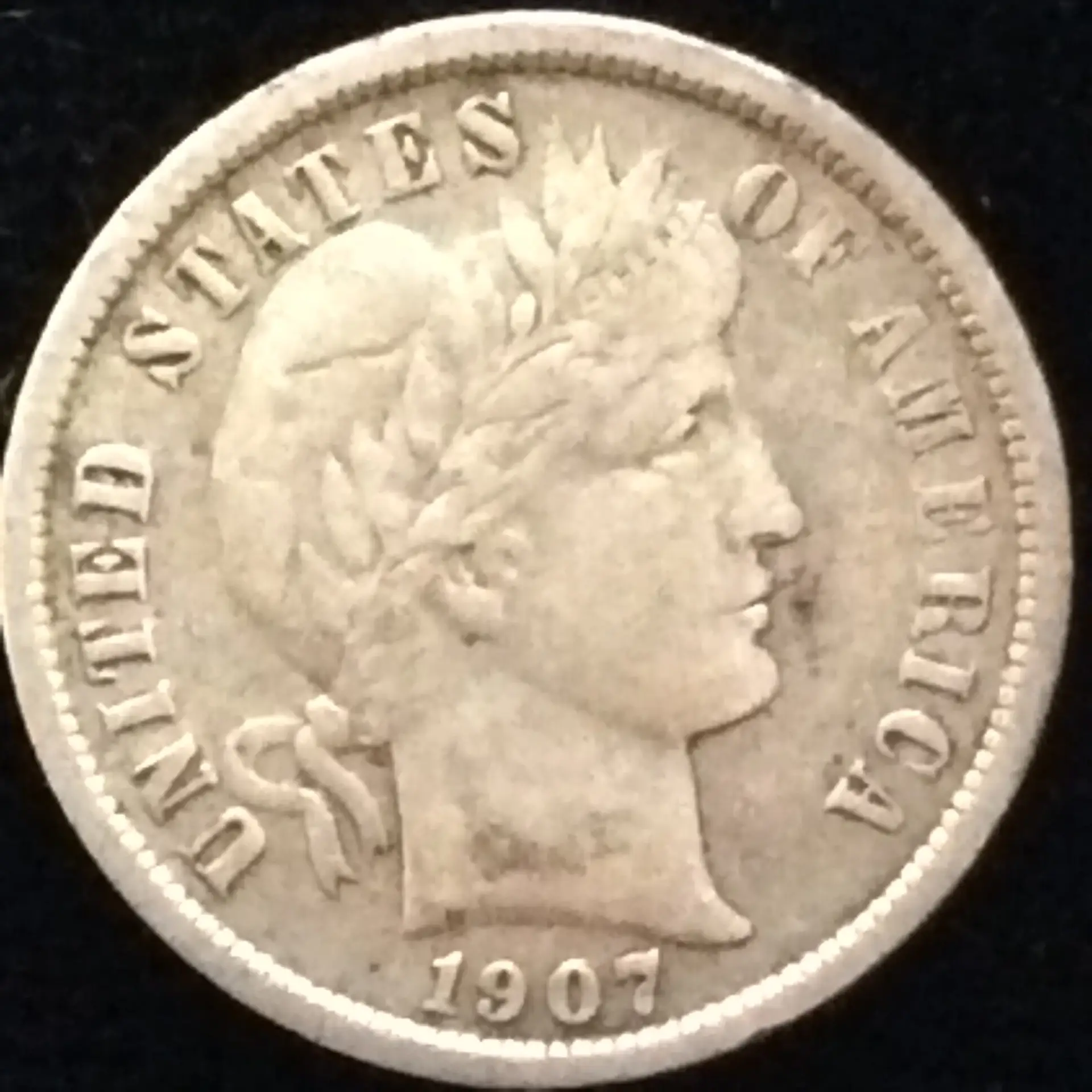 1907 Barber Dime in Very Fine ++ Condition