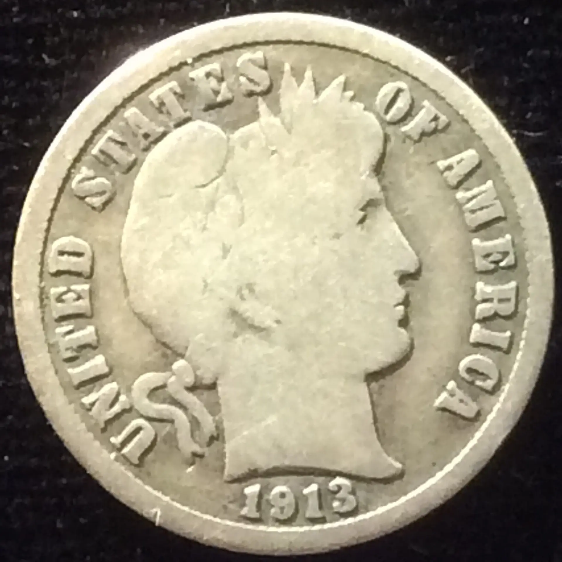1913-S Barber Dime in Good+ Condition - Key Date!