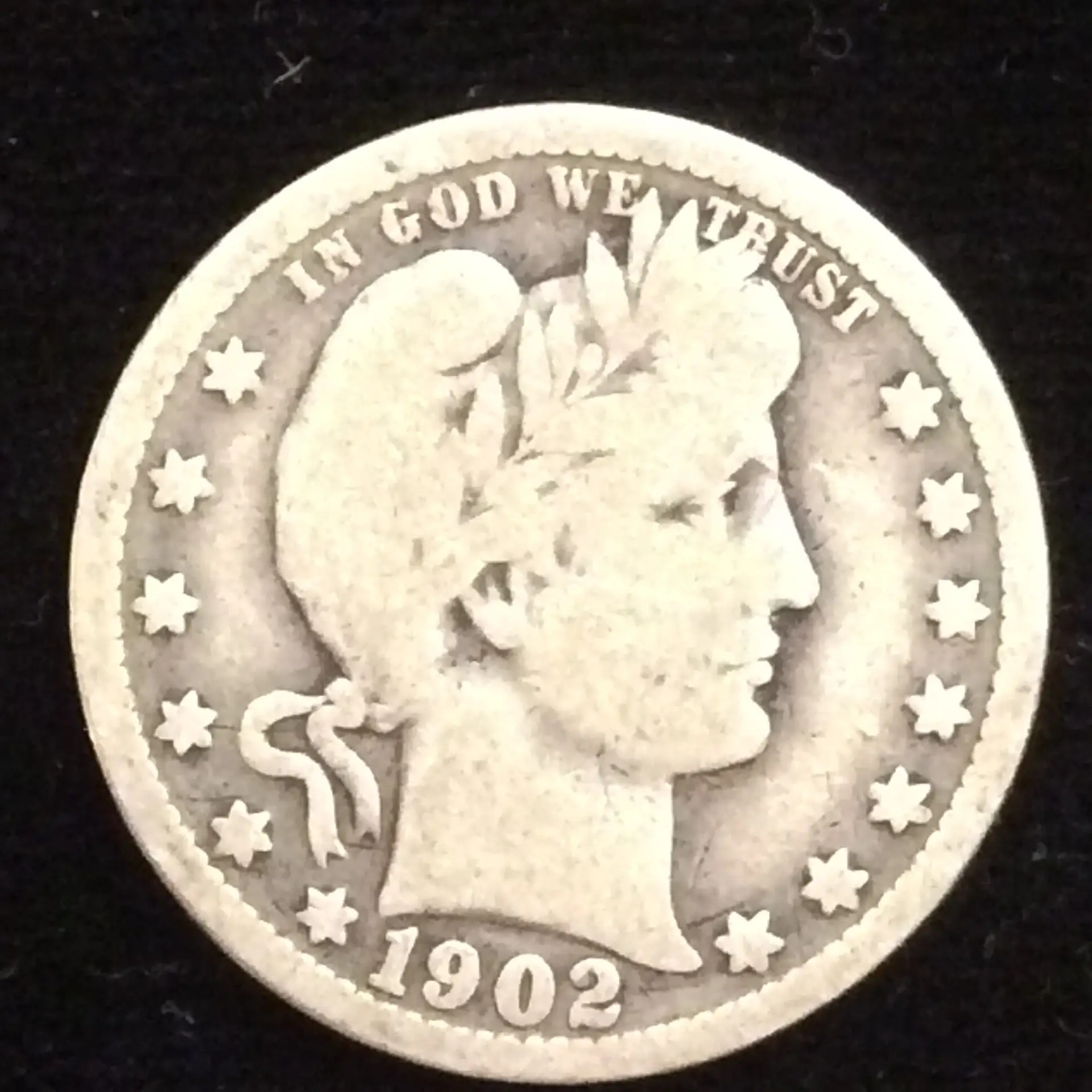 1902-O Barber Quarter in Very Good Condition