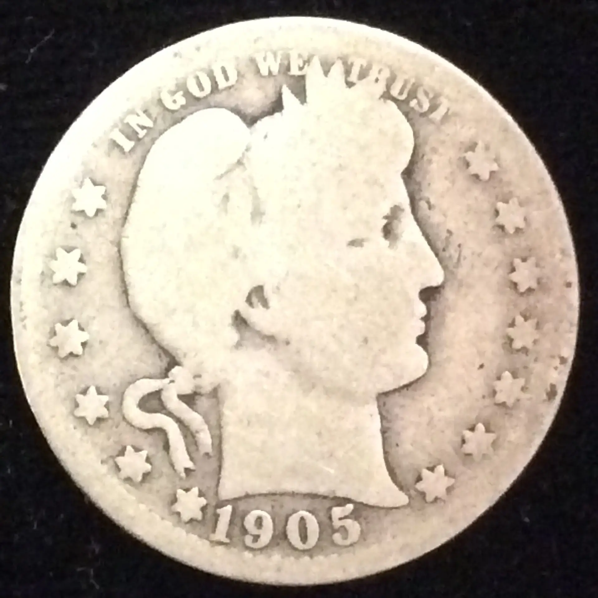 1905-S Barber Quarter in Almost Good Condition
