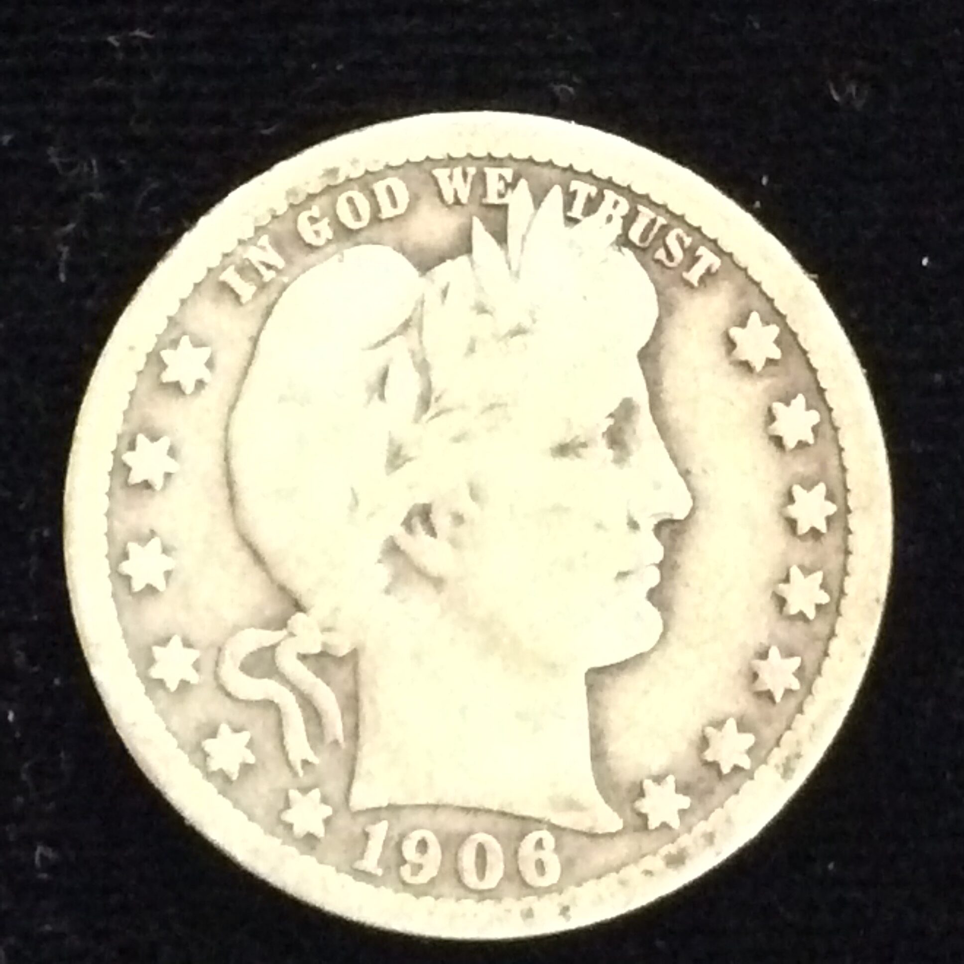 1906 Barber Quarter in Good ++ Condition