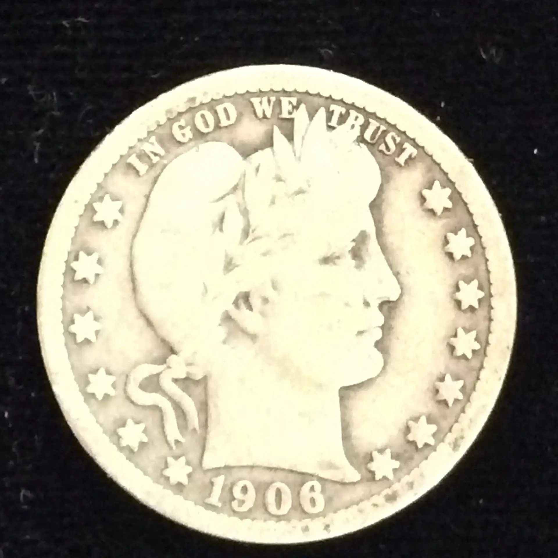 1906 Barber Quarter in Good ++ Condition