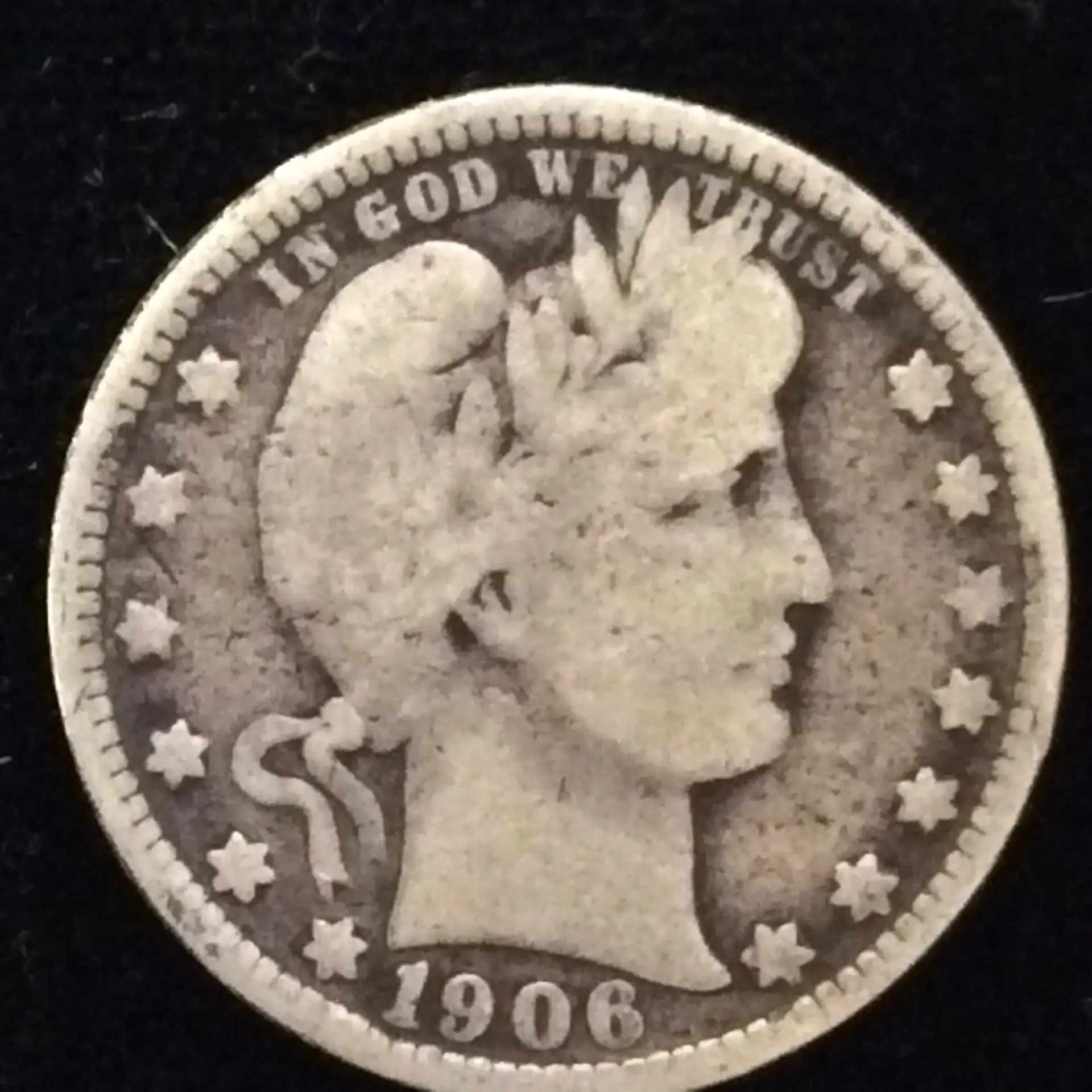 1906-O Barber Quarter in Good ++ Condition