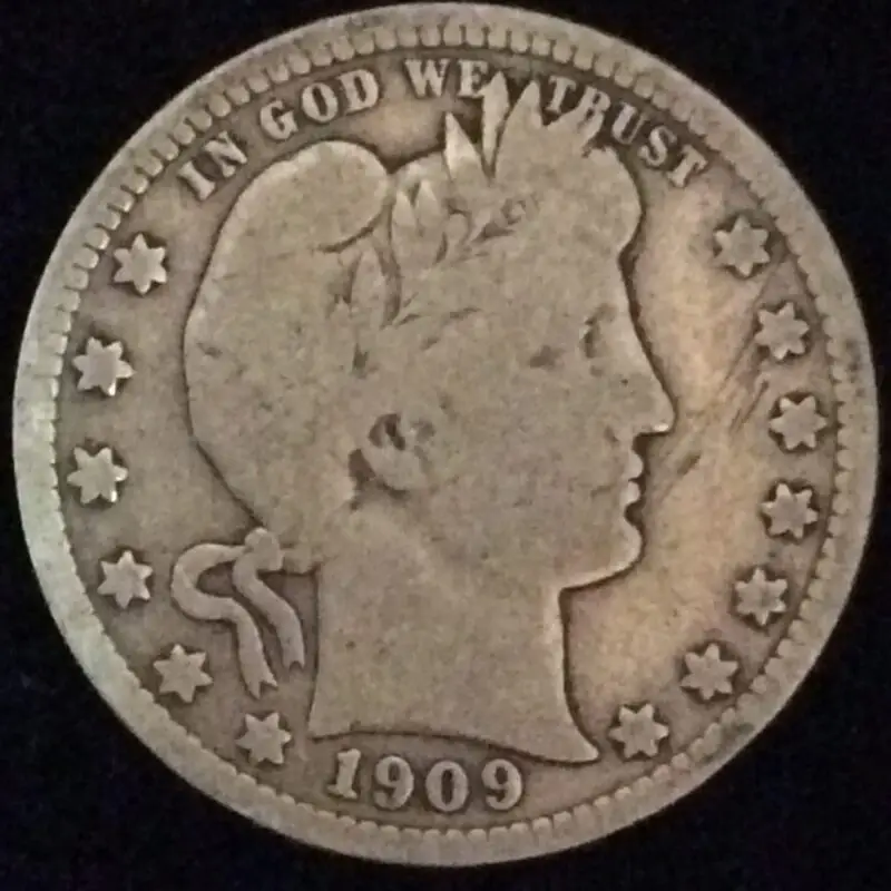 1909-S Barber Quarter in Very Good Condition