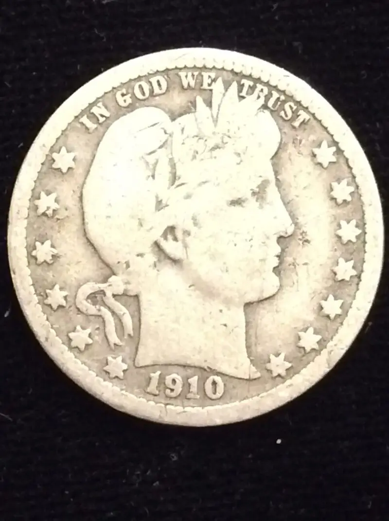 1910-DS Barber Quarter in Good Condition